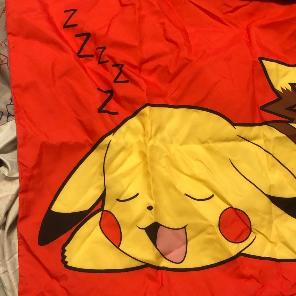 Pokemon Character Print Twin/Full Sheet - Red & Blue Line Art on White